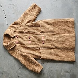 Vintage camel neutral tan brown 3/4 sleeve button coat SEARS medium